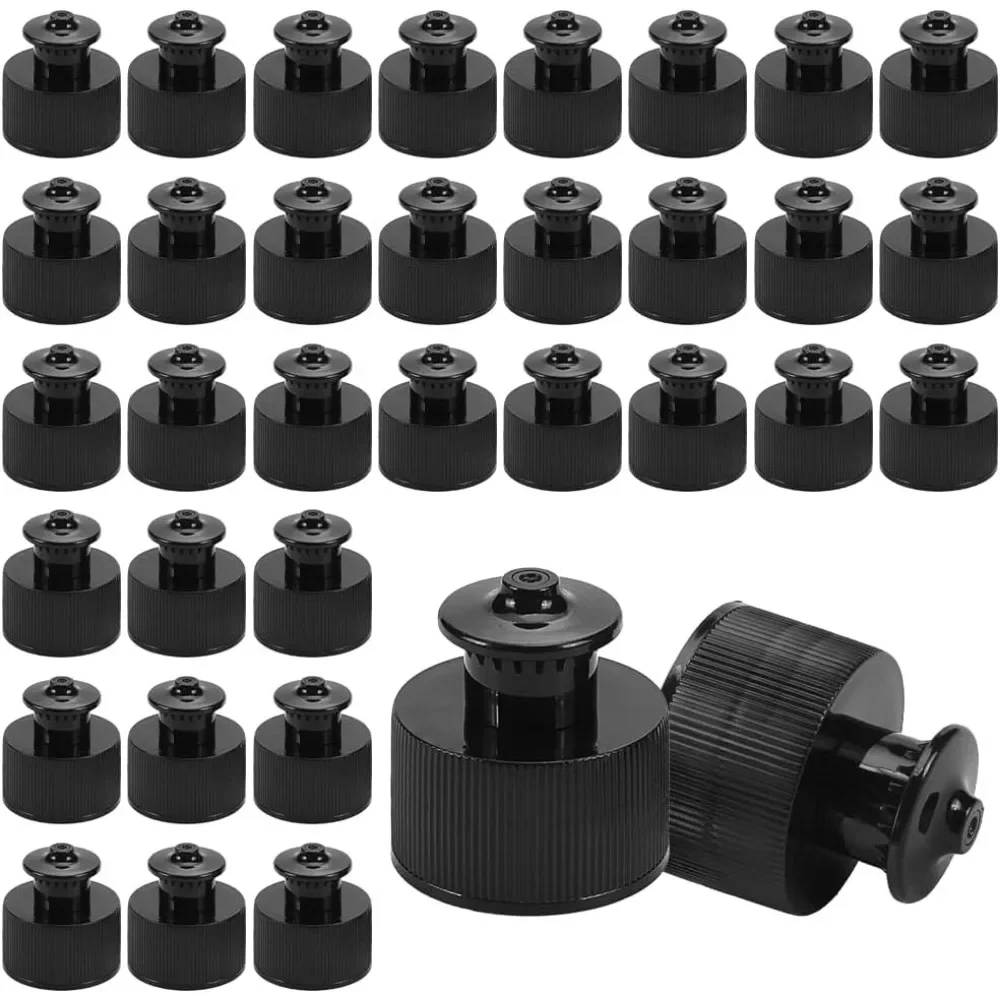 100Pcs 28/410 Black Plastic Push Pull Replacement Caps 28mm Inner Diameter Twisted Sport Bottle Lid Plastic Water Bottle Cap