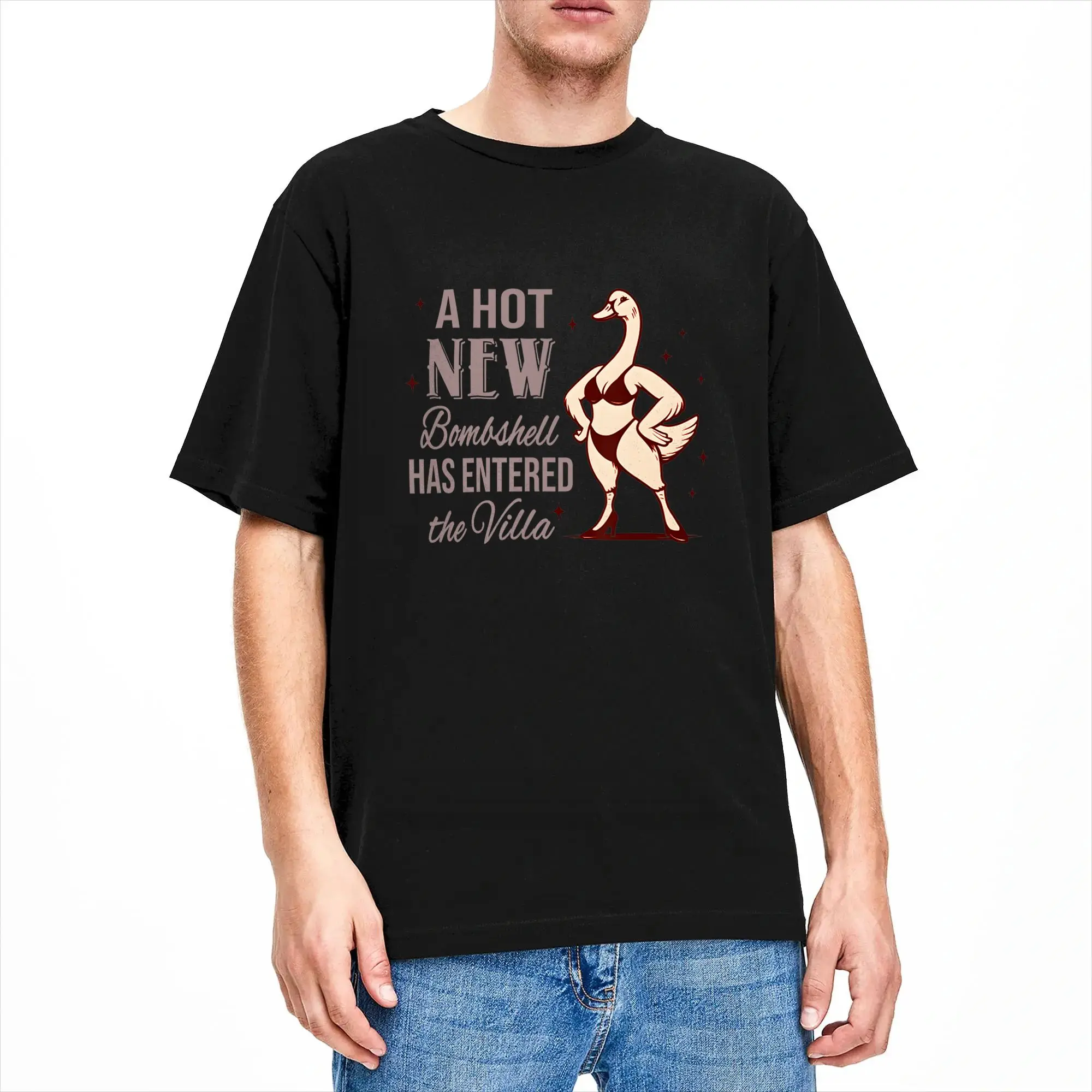 Couple T Shirt A Hot New Bombshell Has Entered The Villa Funny Goose Meme T-Shirts Hip Hop  Summer Tees Funny Cotton Clothing