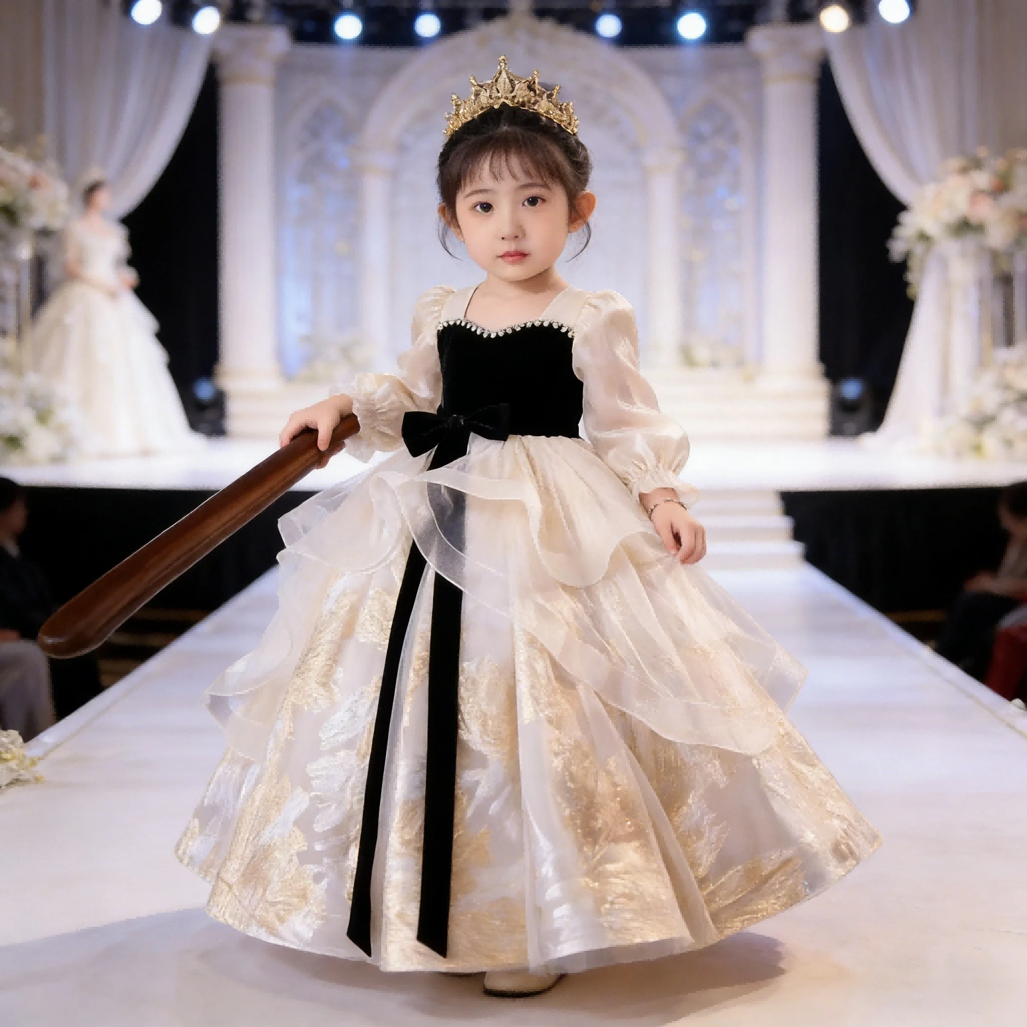 New Children Champagne Kids Girls Birthday Dress Princess Pageant Formal Dresses Costume Party Gown for Host Piano Performance
