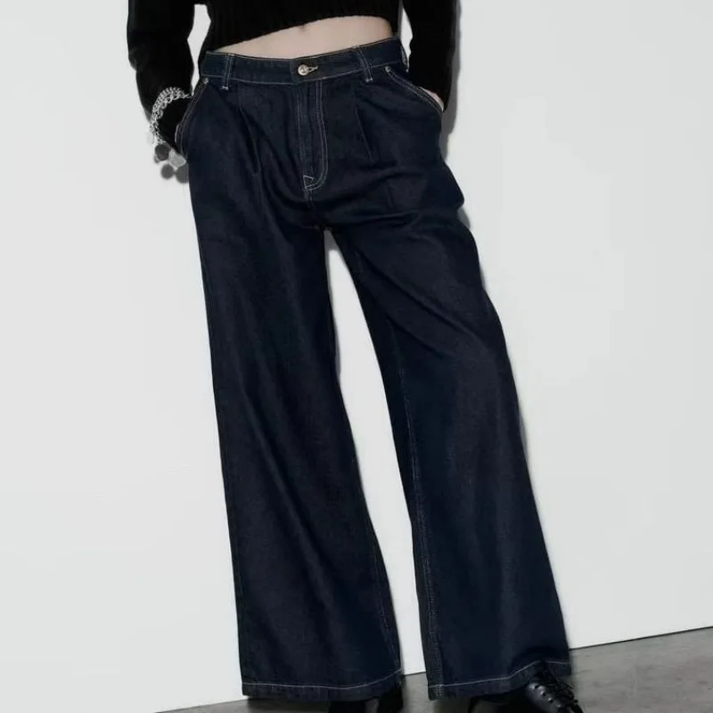 

Retro Jeans with Wide Legs New Style for Autumn and Winter 2025 American High-waisted, Slimming Loose and Drooping Floor-length