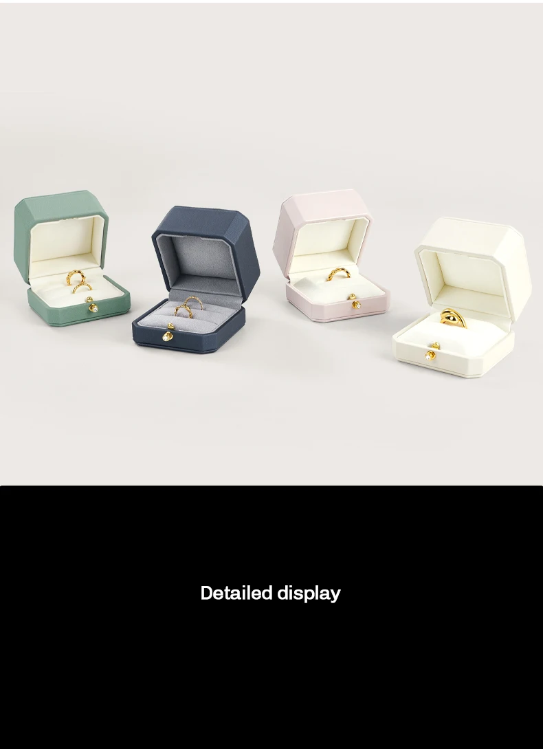 Oirlv Leder-Schmuckringbox Verlobungsgeschenk-Etui Aufbewahrungsbox für einzelne Ringe & Paar-Eheringe für Heiratsantrag Jubiläum – Detail 9