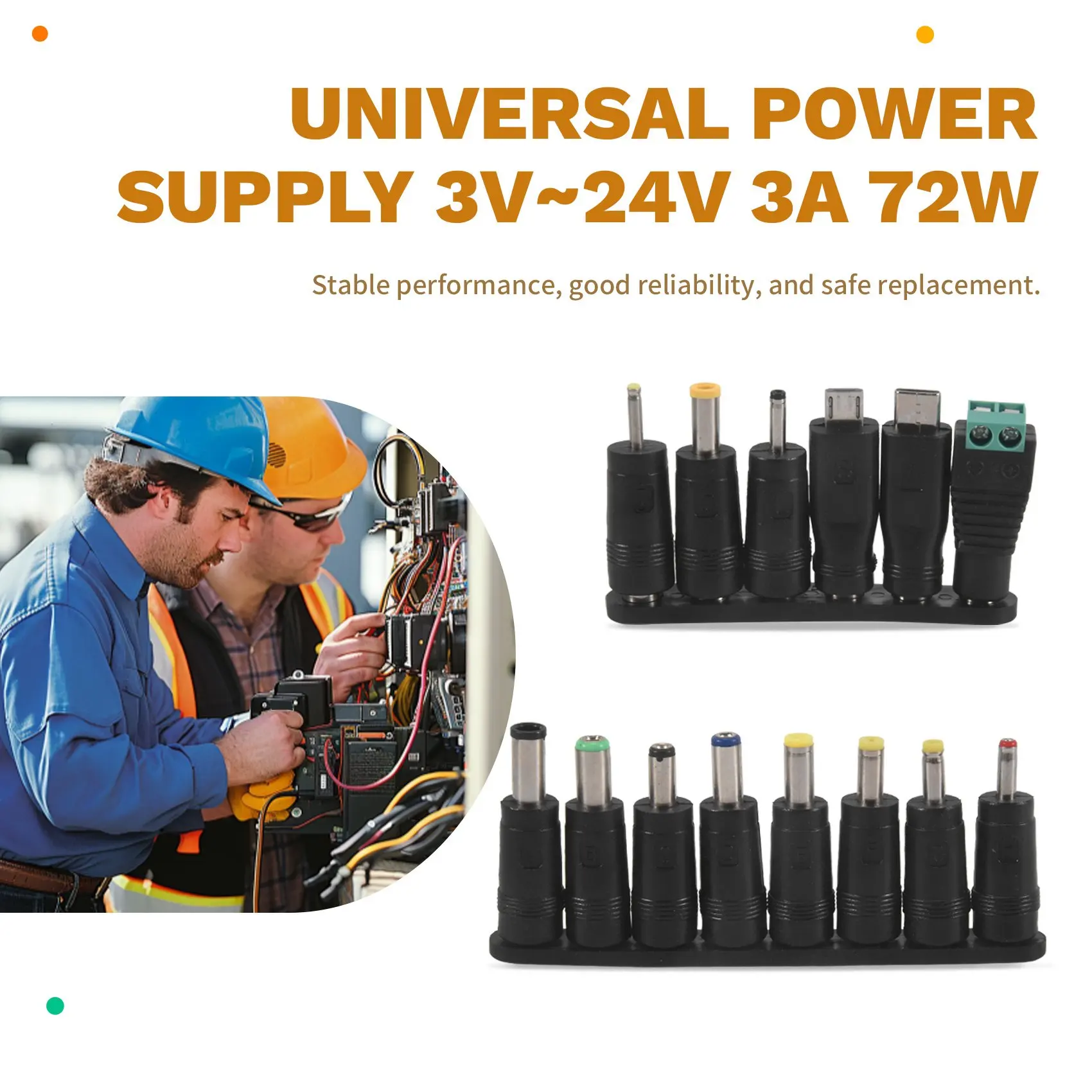 A76I-3X Power Supply 3V-24V 3A 72W Adjustable Variable 3V 5V 6V 9V 12V 18V 20V 24V AC/DC,100V-240V AC To DC Converter US Plug