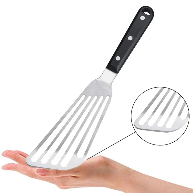 Stainless Slotted Spatula With Riveted Handle, Sturdy Fish Spatula Turner Easier For Flipping Frying Grilling