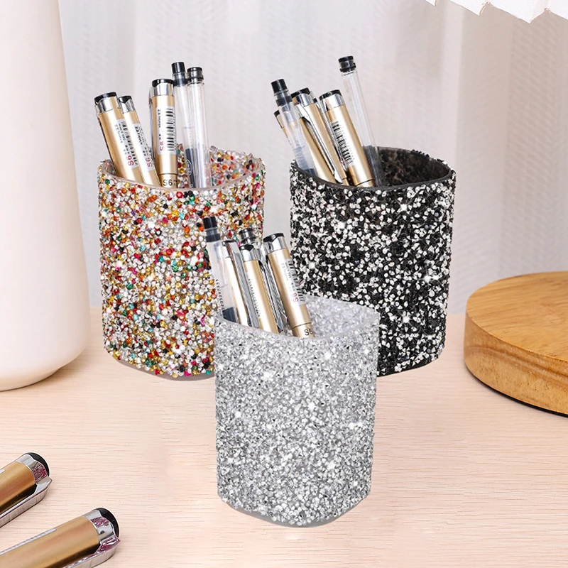 Fashion Women Sparkling Makeup Brush Bucket Cosmetic Storage Pen Box Makeup Brush Container Home Storage Box