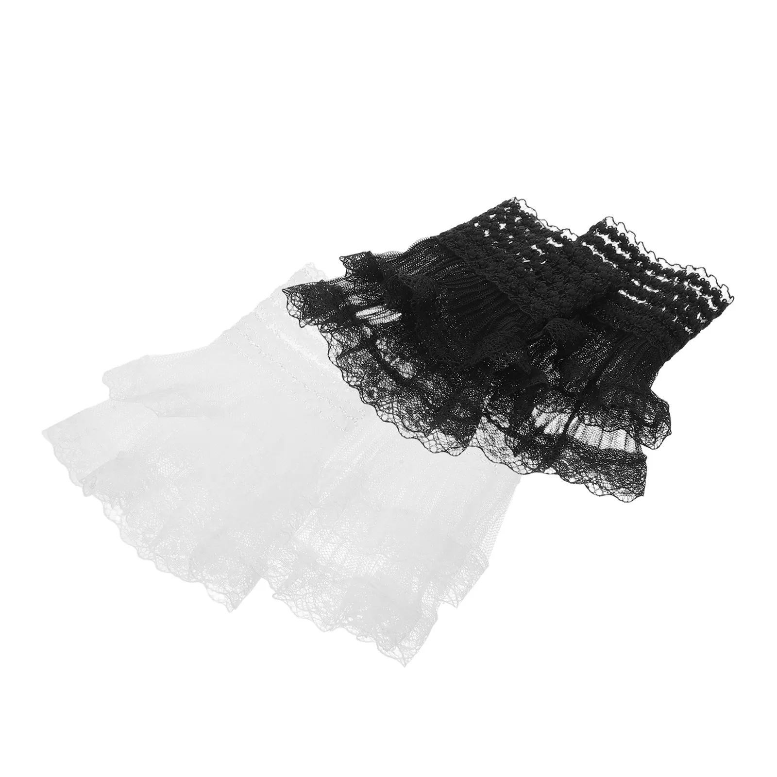 2Pair Women's Lace Sleeve Cuffs Detachable Flared Mesh Tulle Wrist Warmers Bell Sleeve Faux Shirt Cuff Extensions