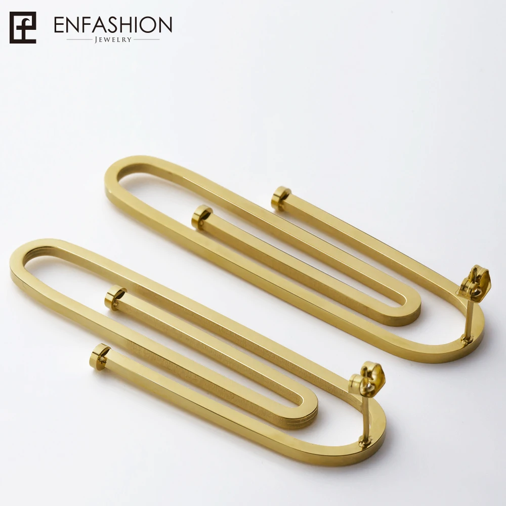 Enfashion Jewelry Geometric Long Pipe Dangle Earrings Gold color Stainless steel Long Drop Earrings For Women Earings EB171031