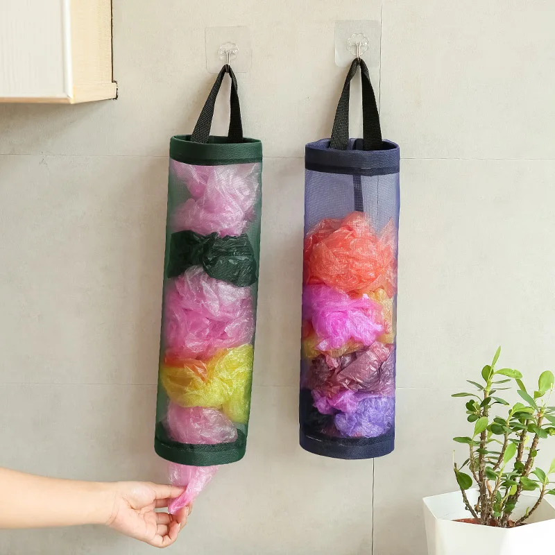 

Home Grocery Bag Holder Wall Mount Plastic Bag Holder Dispenser Hanging Storage Trash Garbage Bag Organize storage supplies 2022