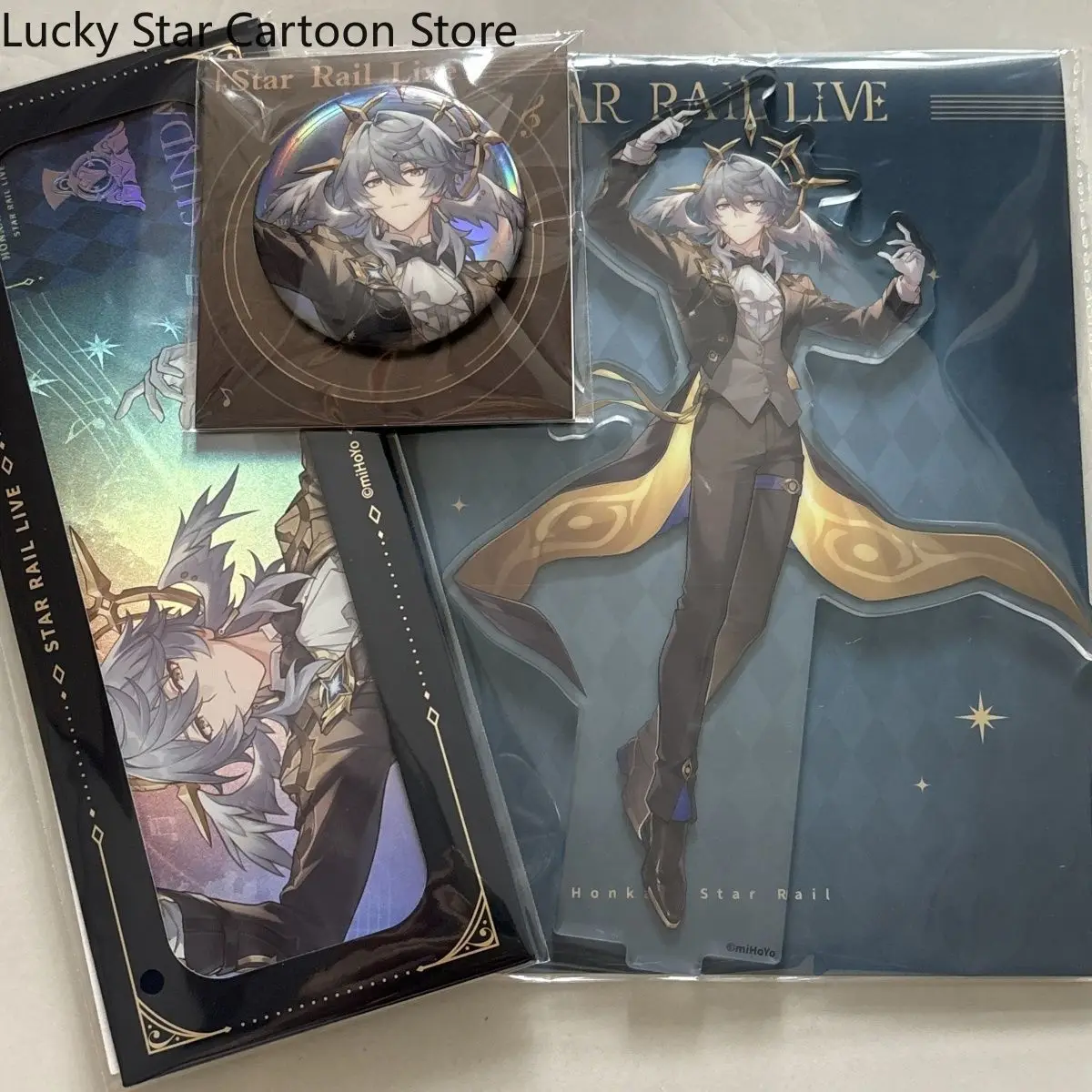 Официальный Jing Yuan Honkai: Star Rail, аниме, косплей, лазерный значок для билета, булавки, брошь, акриловая настольная подставка, фигурка, 3 шт./компл., подарок