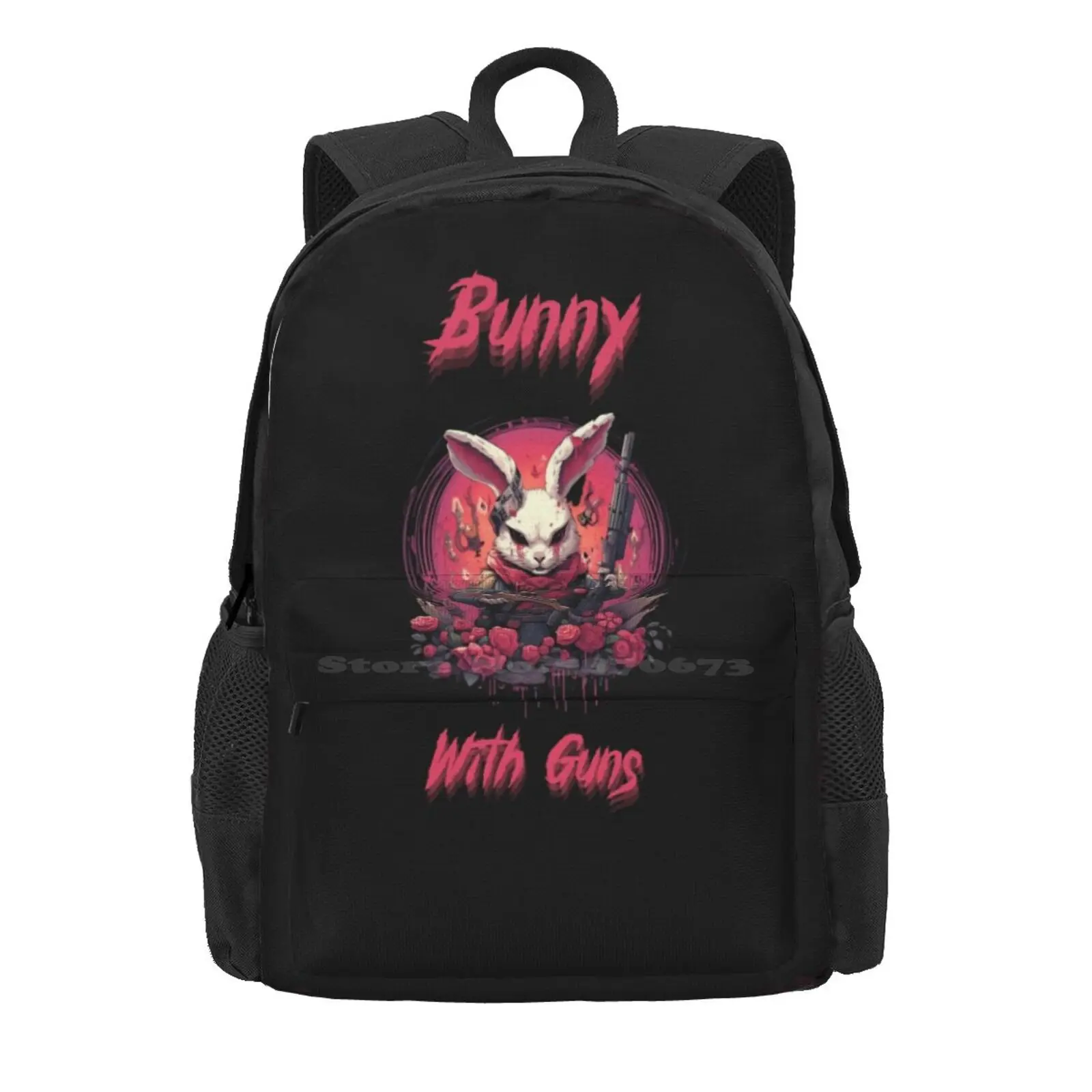 Bunny With Guns Flower Fresh Print Hot Sale Schoolbag Backpack Fashion Bags Bunny With Guns Flower Fresh Rabbit Weapons Death