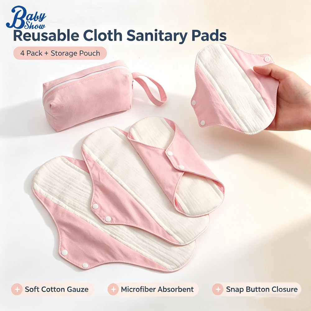 4pcs 4pcs Reusable Menstrual Pads Washable Cloth Sanitary Pads Leak‑Proof Cotton Period Panty Liners with Storage Bag for Women - Aliexpress Deal