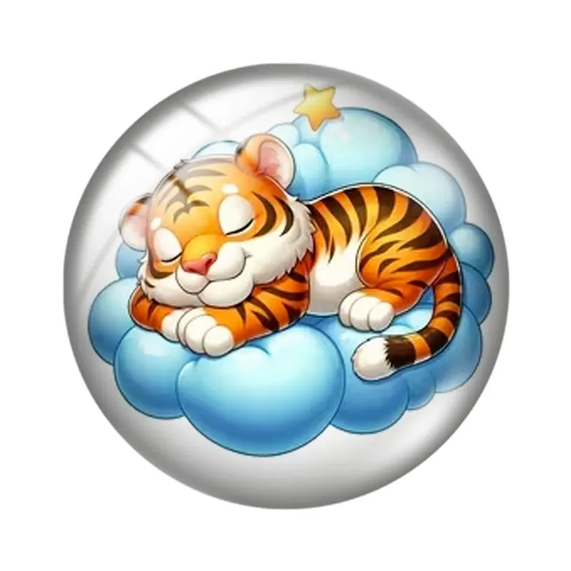 Sleeping cloud animals  12/18/20/25mm glass cabochon  bracelet pendant rings for jewelry demo earrings back Making findings