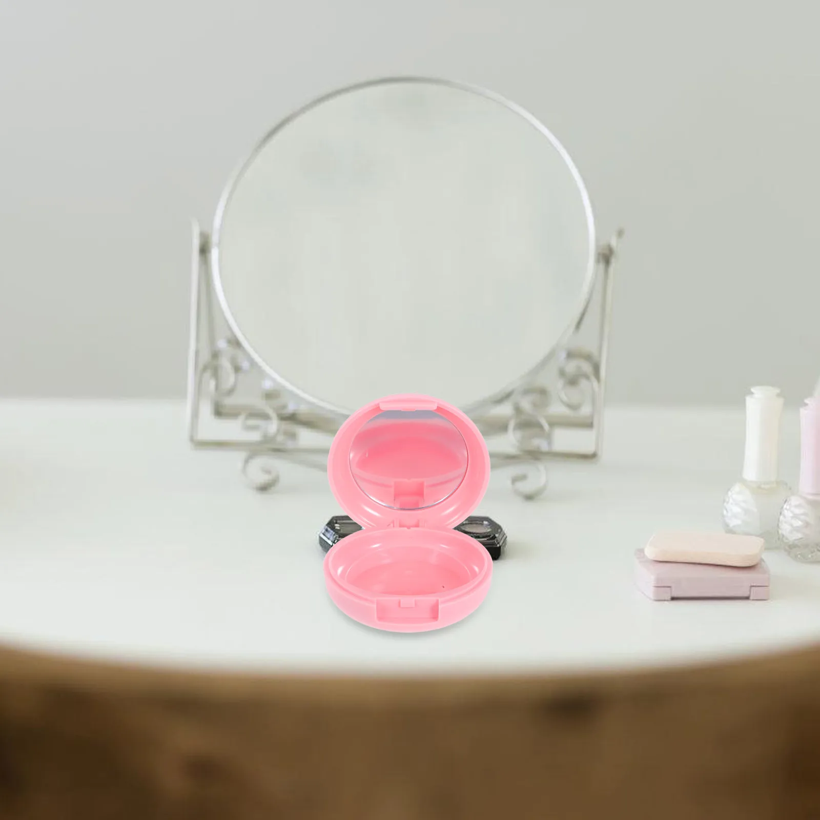 Empty Makeup Compact with Mirror Versatile DIY Blush Contour Highlighter Pressing Plate Portable Powder Puff Storage Travel