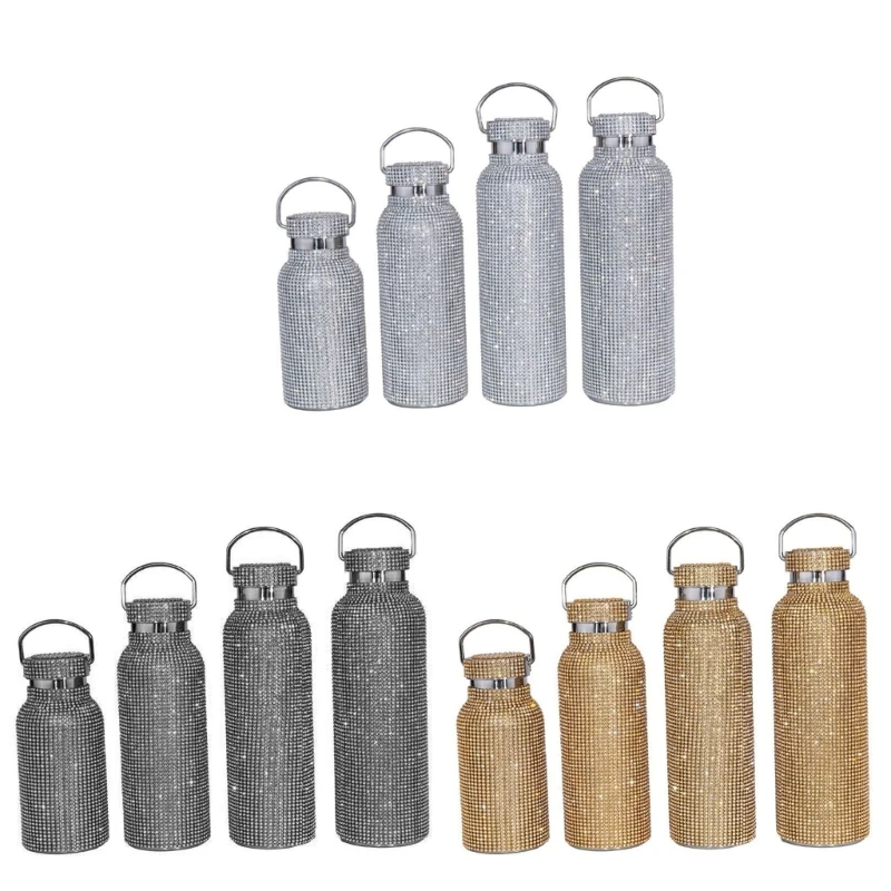 

Portable Diamond Water Bottle StainlessSteel Thermos Flask Diamond Insulated Flask Bling Bottle