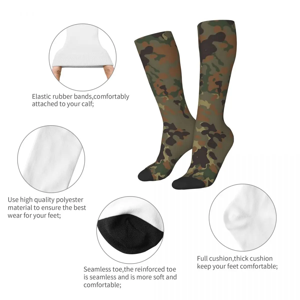 Flecktarn Camouflage Socks Harajuku High Quality Stockings All Season Long Socks Accessories for Unisex Gifts