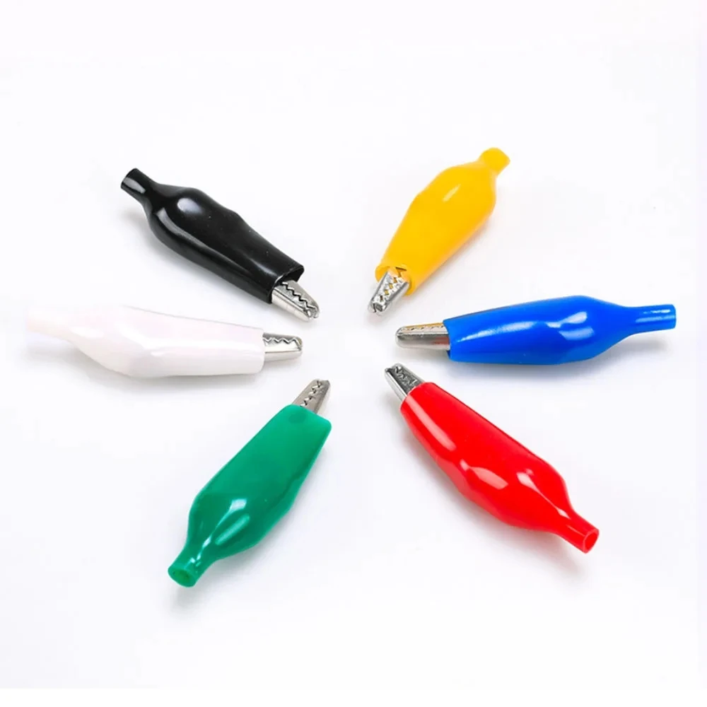 20pcs 5 Colors Alligator Clips 28mm 35mm 45mm Crocodile Electrical Test Clamps Jumper Helper with Protective Insulation Cover
