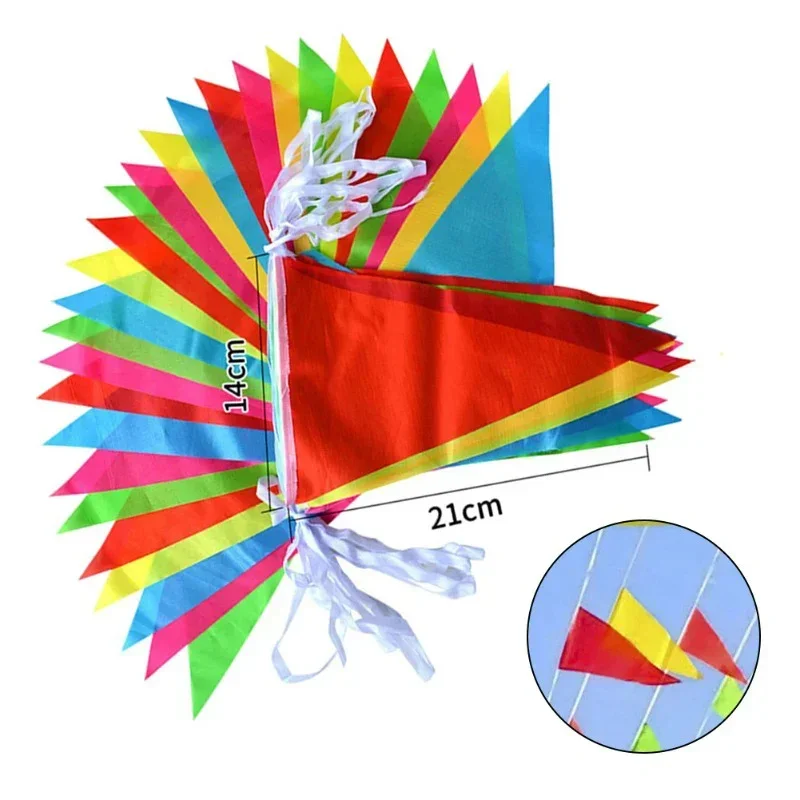 Banderole de fête triangulaire à proximité, 50/200m, fanion, festival, décoration d'extérieur pour maison, jardin, boutique de mariage, décor de rue