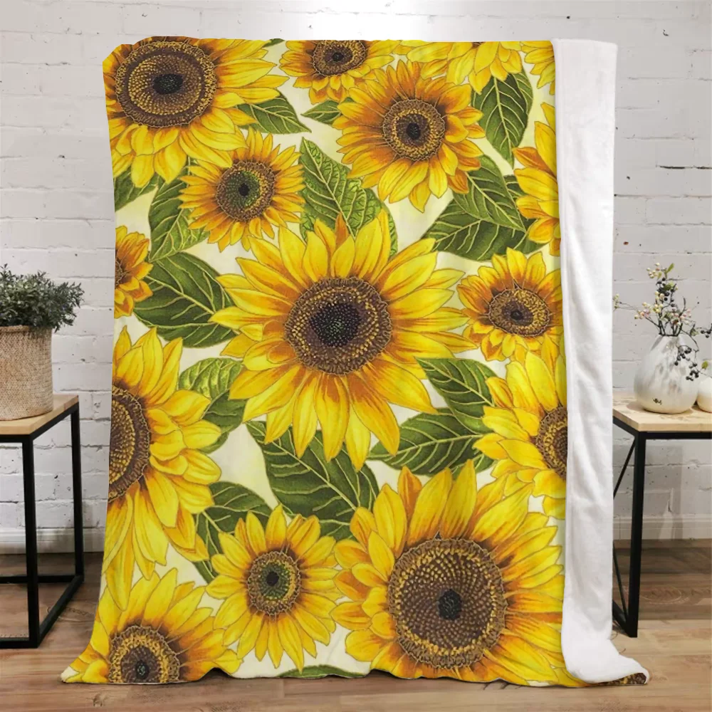 Pumpkin Sunflower Print Woven Blanket King Size Luxury Blankets & Throws Home and Decoration Beach Towel Microfiber Bedding Knee