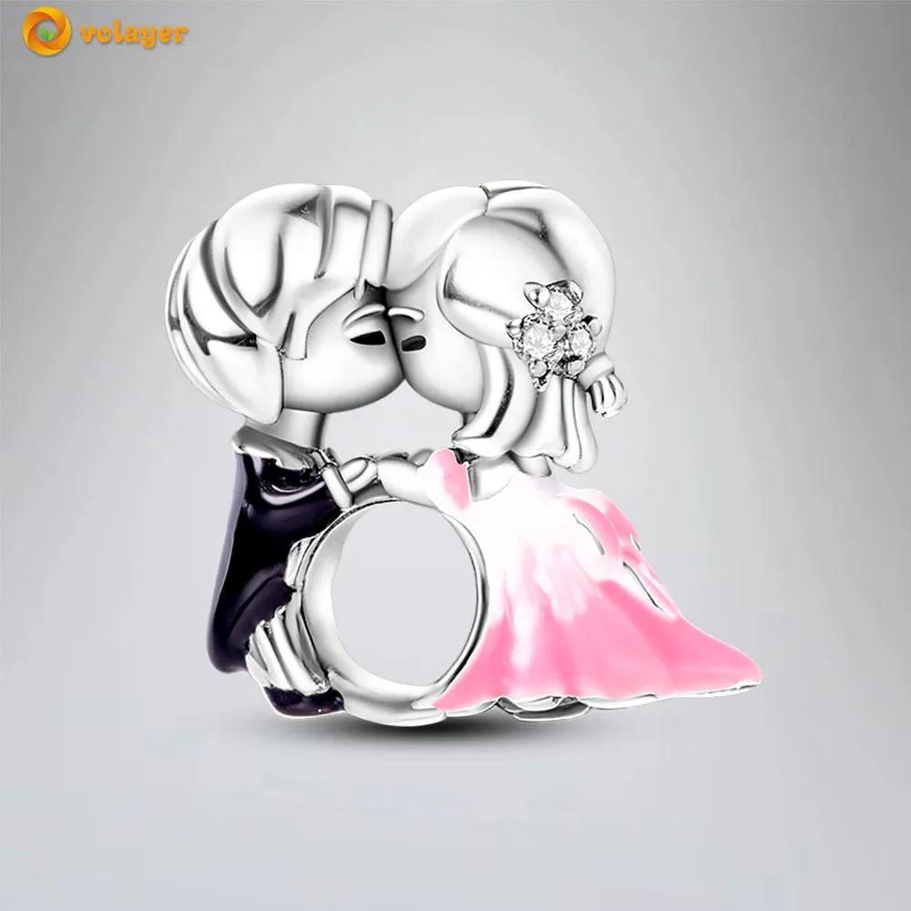 

Volayer серебряные бусины 925 пробы Sweet Kiss Charm fit оригинальные браслеты Pandora для женщин DIY Ювелирные изделия Бесплатная доставка