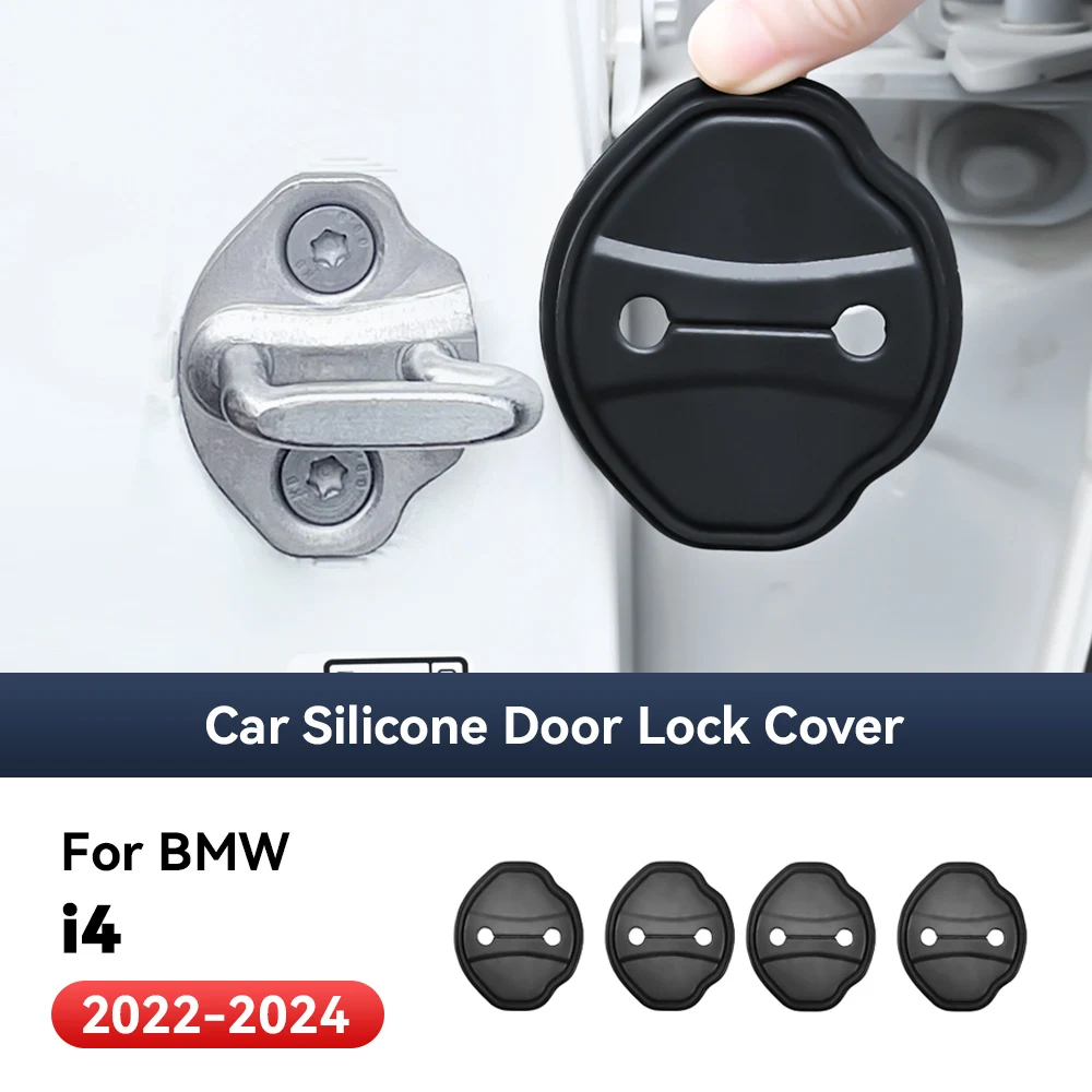 

4pcs Car Decorat Accessories Silicone Protecte Auto Door Lock Latch Shock Absorber Cover For BMW i4 2022-2024