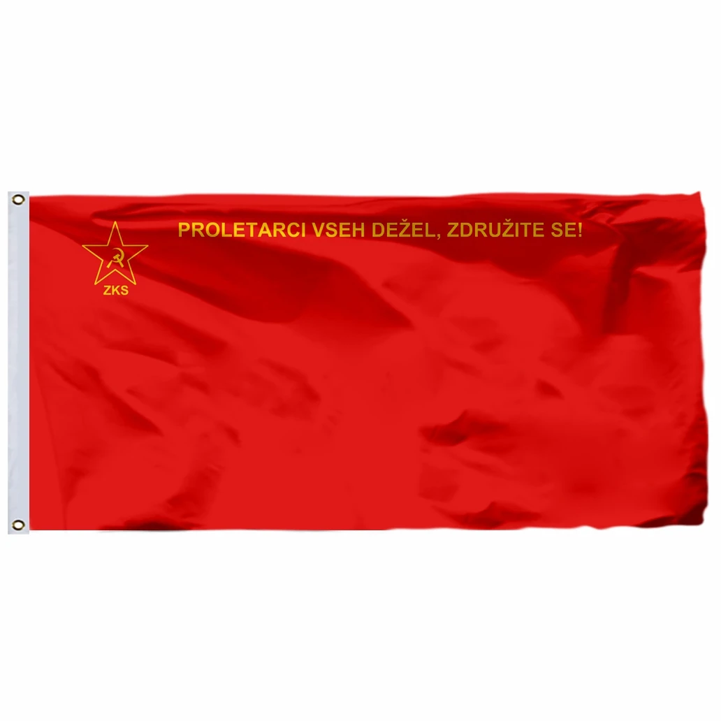 Slovenia Communist Party League Flag 90X150cm 3x5FT 120g 100D Polyester Double Stitched High Quality Banner