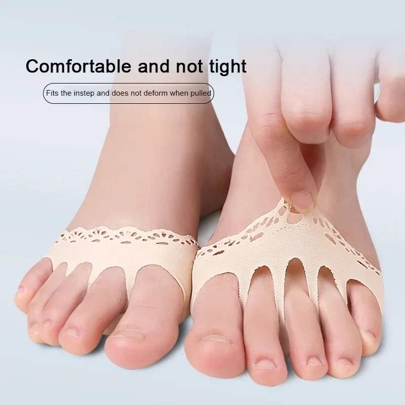 Women High Heels Non Slip Foot Pads Thin Invisible Breathable Ice Silk Shoe Insole Five Toes Forefoot Cushion Pain Relief Insert