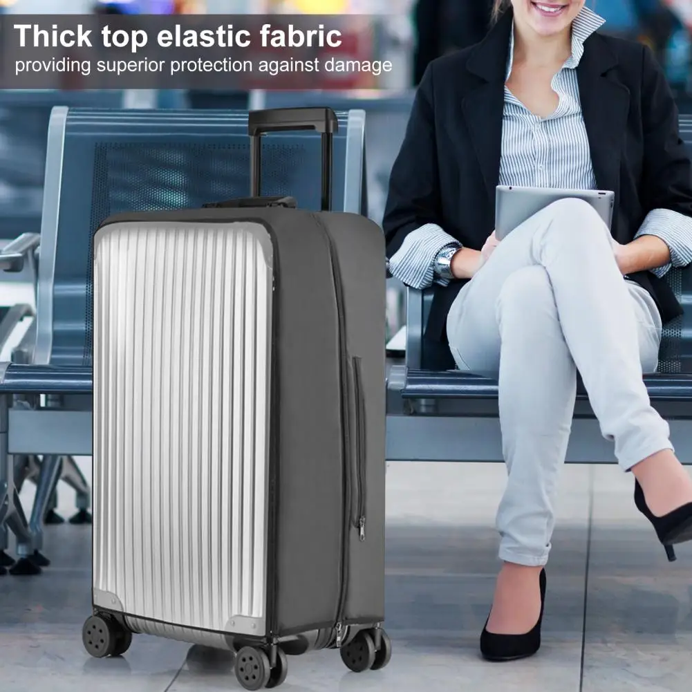 Zippered Suitcase Protector Protective Luggage Case with Smooth Zipper Closure Thickened Elastic Waterproof Fabric Resistant