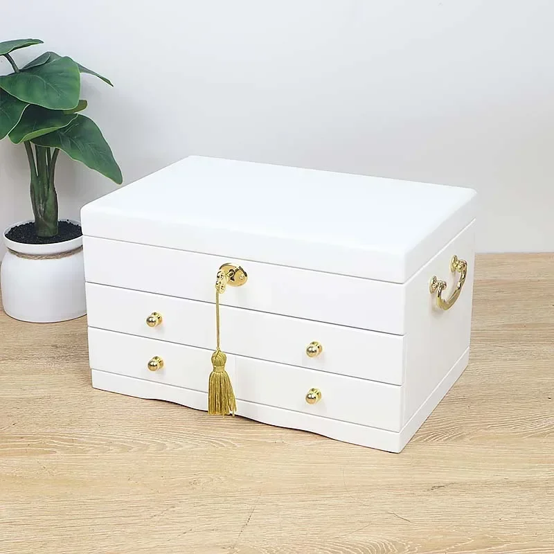 

YB Wooden Storage Box Diy Crafts Simple Fashion Jewelry Box for Jewellery Make Up Necklace Ear Ring Girls Gifts