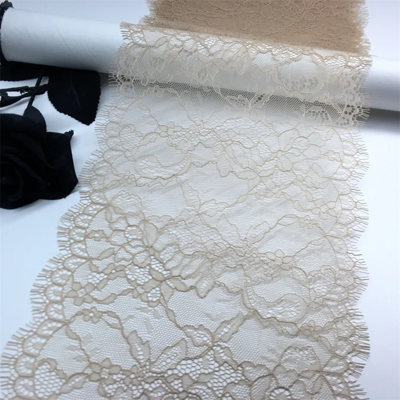 Chantilly Lace Trim Dusty-Rose Eyelash Lace Fabrics DIY Clothes Sewing Crafts Beige French Embroidered Lace for Needle Work