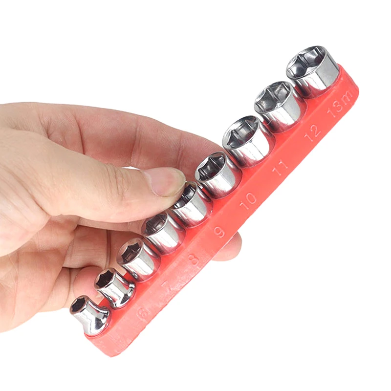 9Pcs Hexagonal Sleeve Head Square Head Conversion Head Electric Tool Accessory Set Hardware Tools Electric Drill Accessories