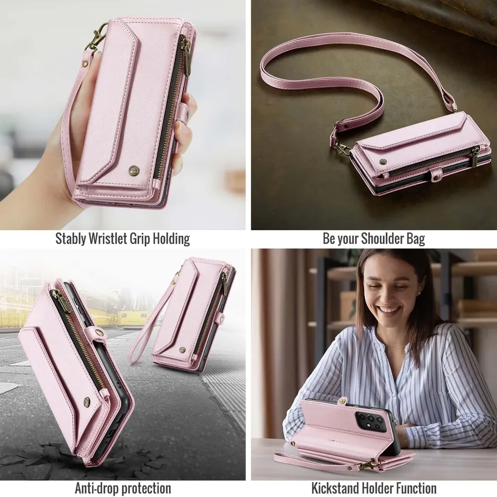 หนังโทรศัพท์มือถือสําหรับ Samsung Galaxy A33 5G Crossbody คุณภาพระดับพรีเมียมหรูหราแฟชั่นฝาครอบป้องกัน coque