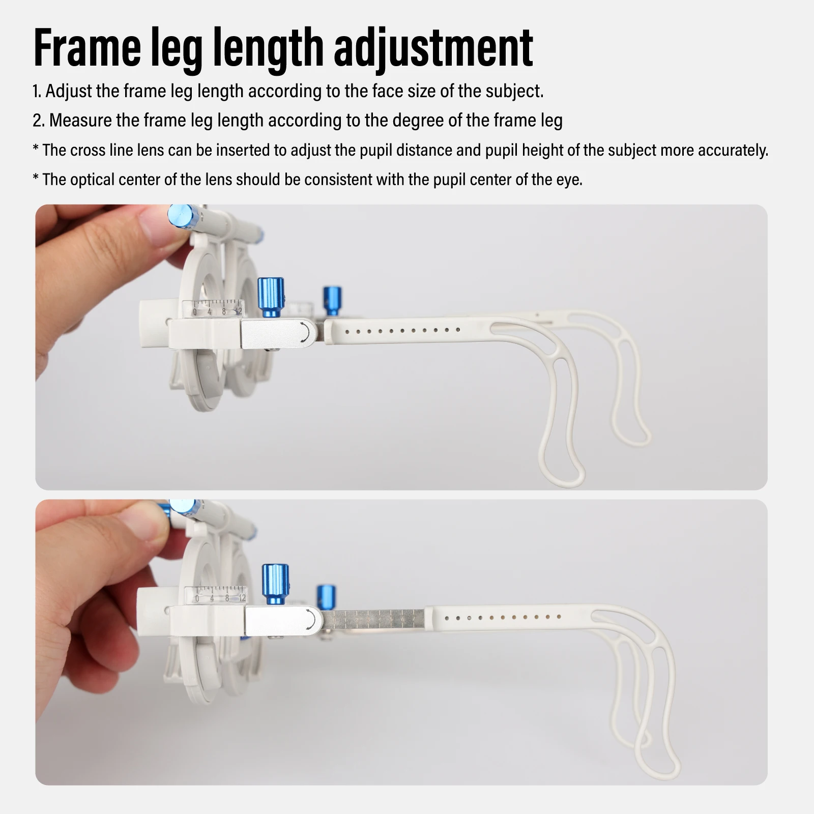 Optischer Messbrillenrahmen PD 48-80mm Einstellbar | 4 Linsenschlitze + Augenabstandslineal | Optometrie-Instrument für Brillengeschäfte – Detail 6