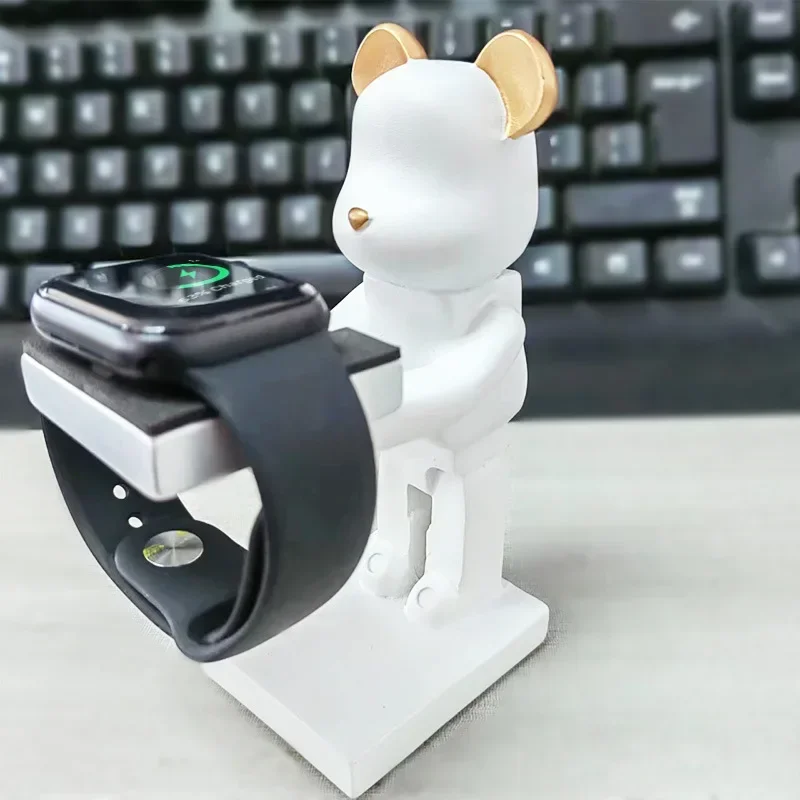 Soporte de carga para Apple Watch, soporte de oso de exhibición, soporte inalámbrico para Iwatch, relojes de mesa de dibujos animados, regalo creativo