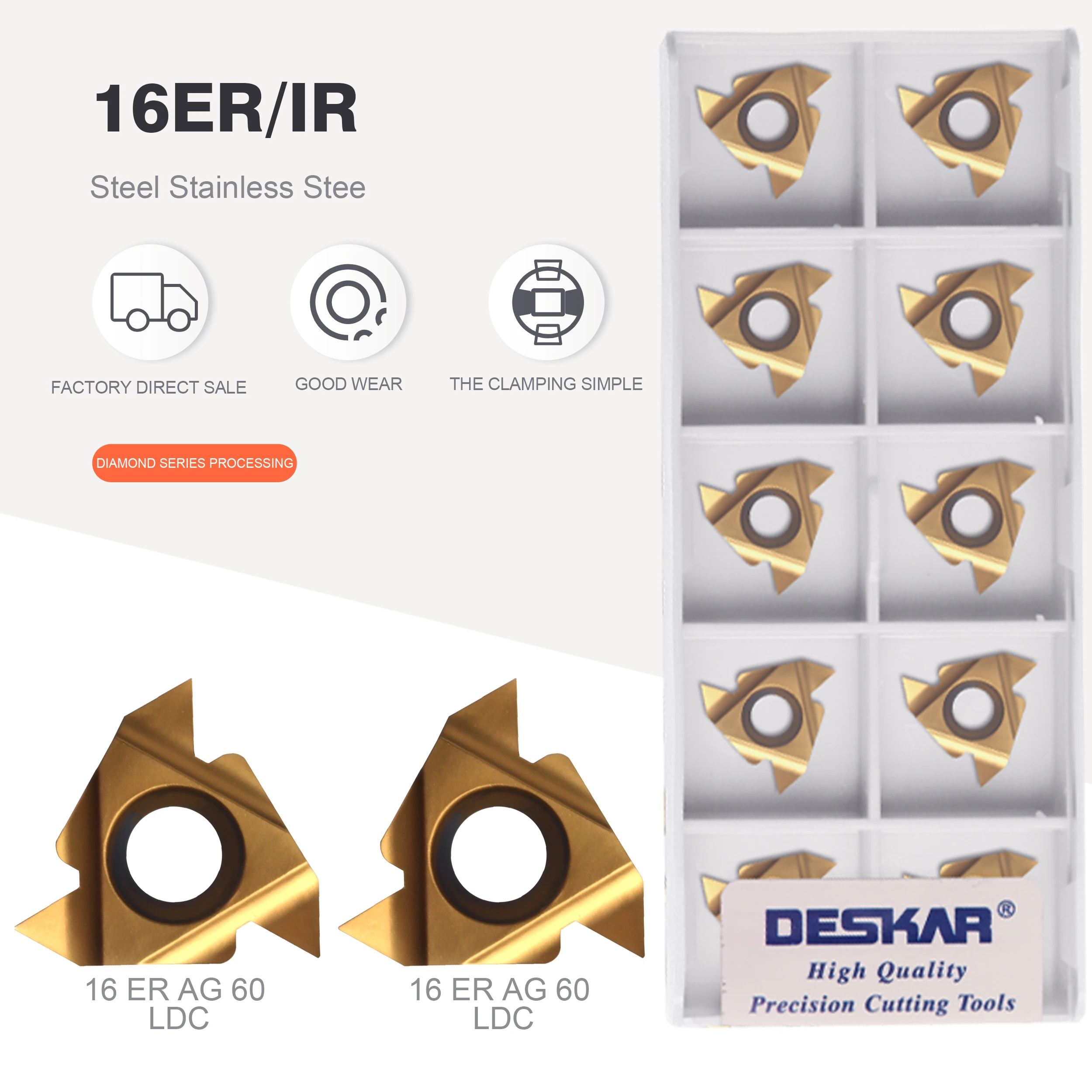 

DESKAR 16IR 16ER AG60 AG55 A55 A60 G55 G60 LDC Original CNC Threading Inserts Lathe Cutting Tools Carbide Cutter Blades