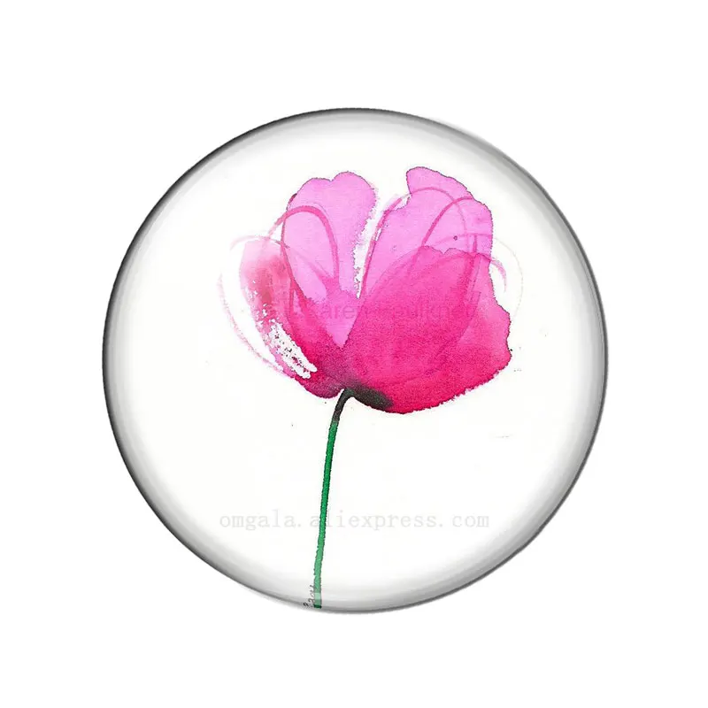 Nieuwe Aquarel Rode Bloemen 8mm/10mm/12mm/18mm/20mm/25mm Ronde foto glas cabochon demo platte achterkant Maken bevindingen