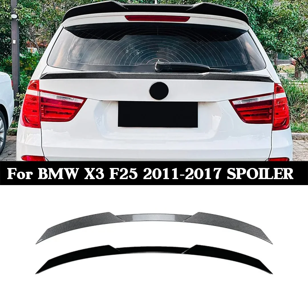 For BMW X3 F25 2011-2017 Rear Roof Spoiler, PP Material Gloss Black Carbon Look Trunk Wing Lip Body Kit Tuning Accessories