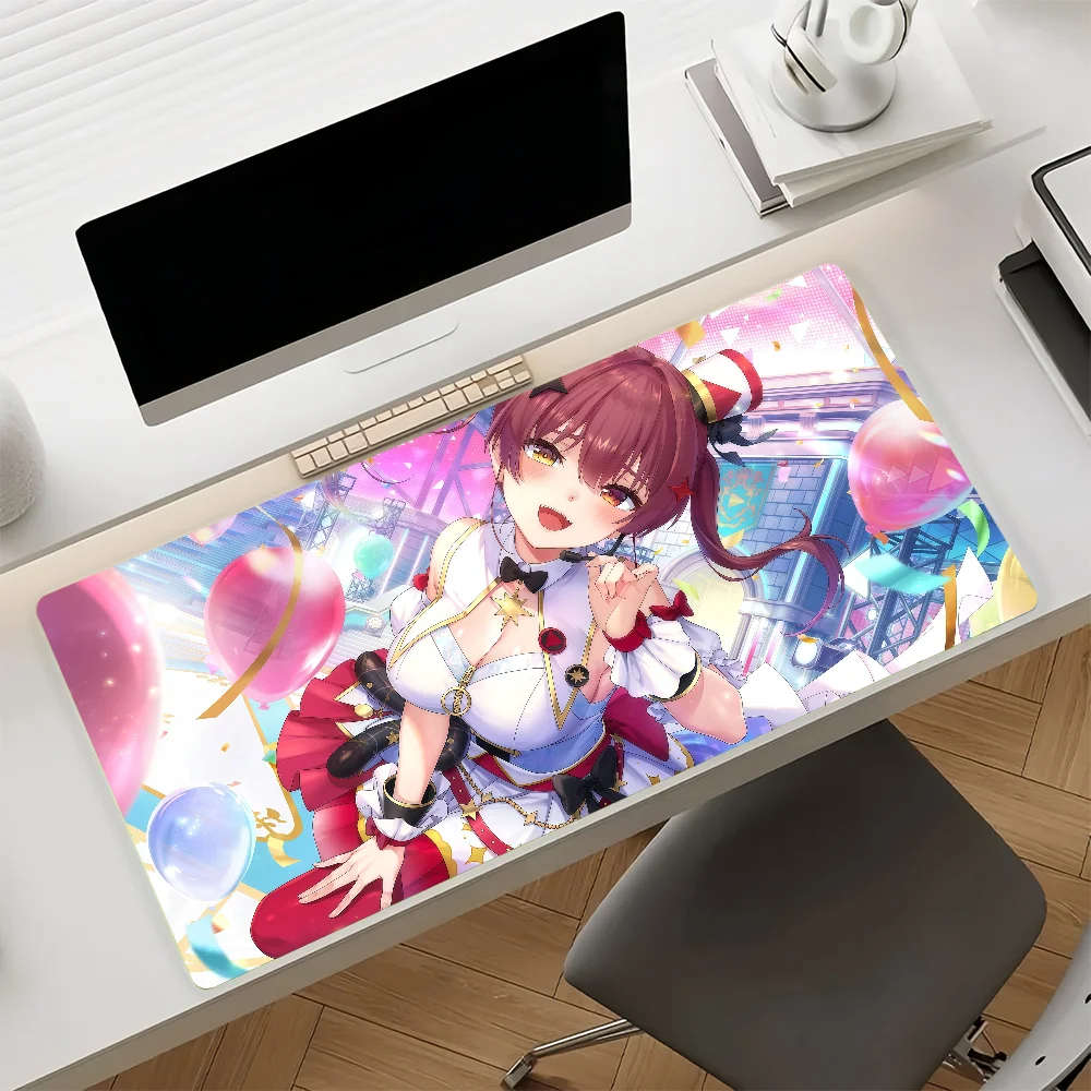 Houshou Marine Anime Large Gaming Mouse Pad, Anti‑Slip Rubber Desk Mat Keyboard Pad Laptop Computer Home Gaming Desktop Decor