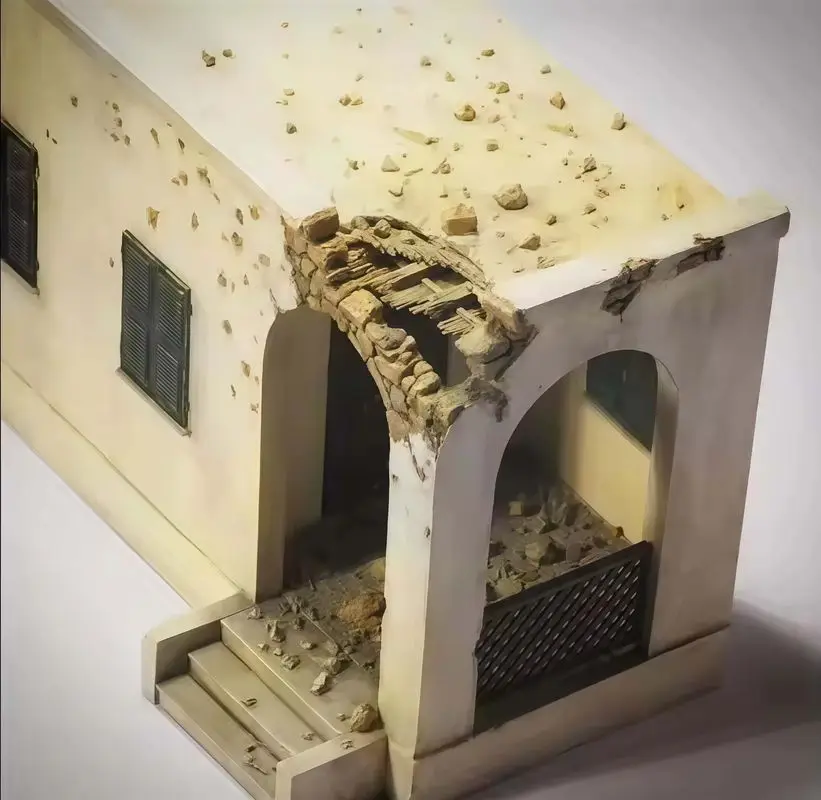 1/35 نموذج نزل الراتنج نموذج الحرب التالفة مشهد المنزل الأبيض نموذج تمثال Unassessed وغير مصبوغ عدة جديدة ثابتة