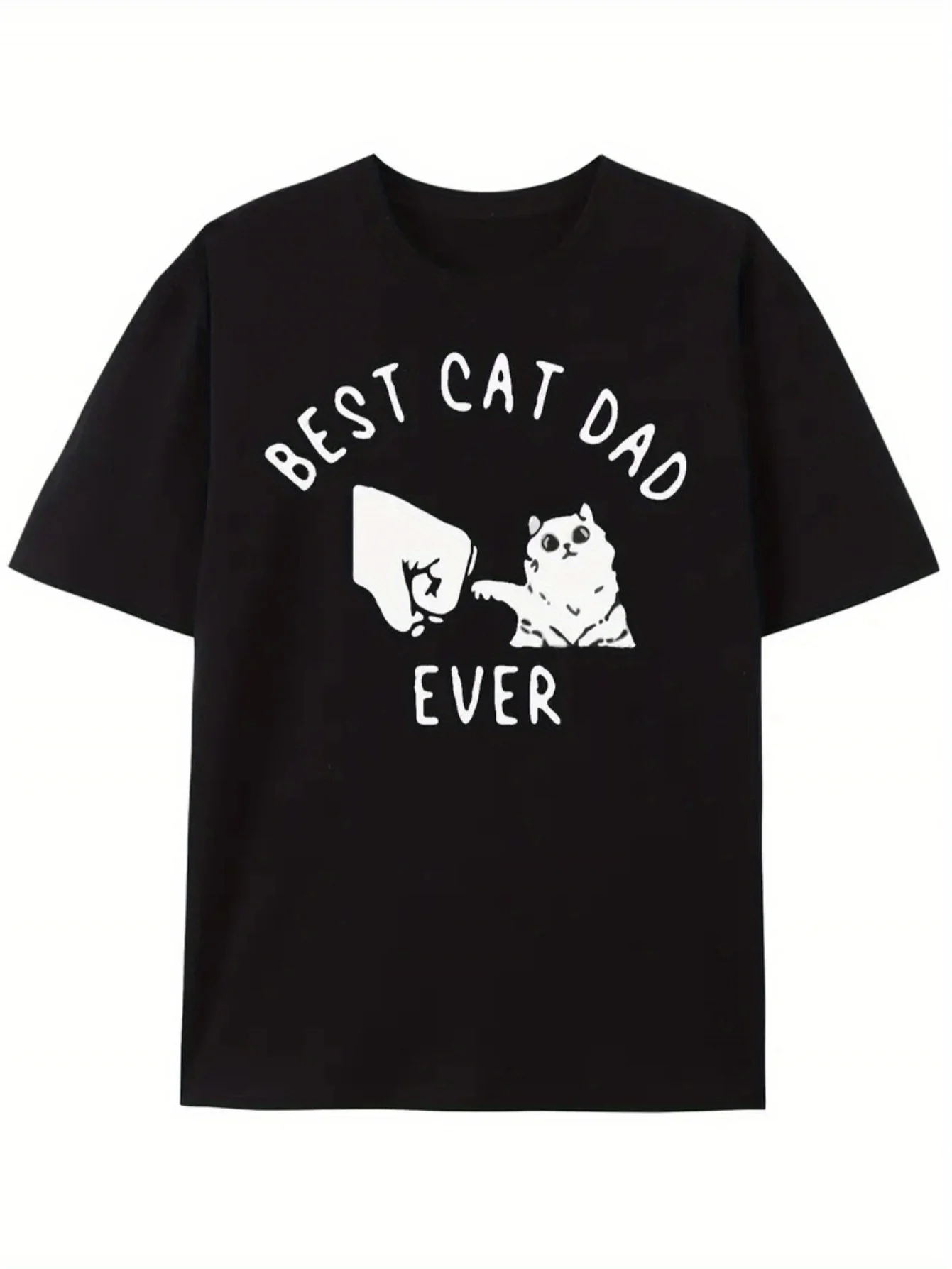 1pc, Best Cat Dad Graphic T-Shirt - Crew Neck, Short Sleeve, Slim Fit, Suitable for Men and Women - Ideal for Summer Casual Wear