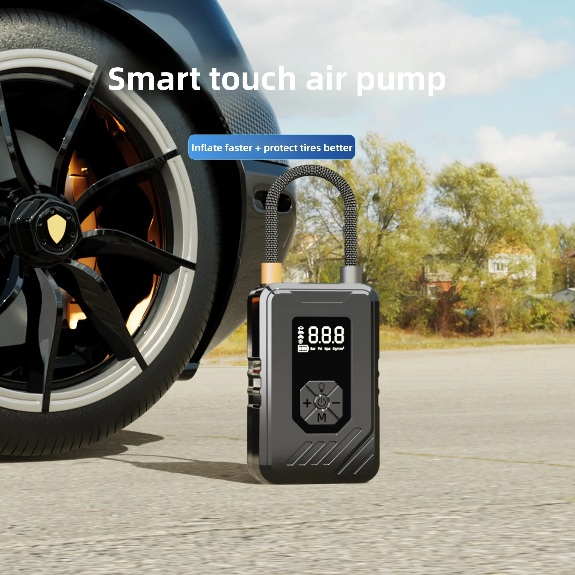 

Портативный беспроводной автомобильный насос для шин, электрический, высокого давления, с функцией подкачки воздуха