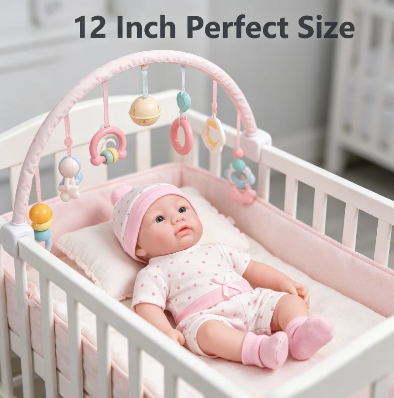 

NPK 12inch Reborn Abigail Squishy Elastic Doll Solid Silicone Super Soft with Openable Mouth with Pacifier and Bottle