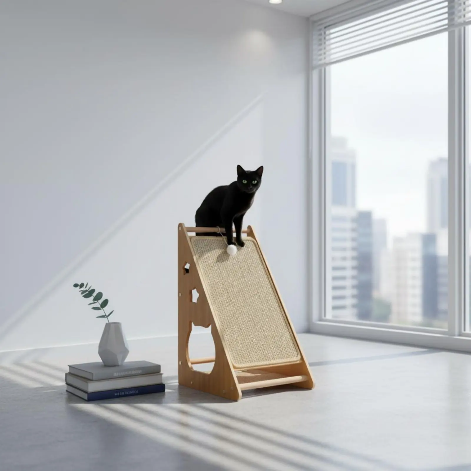 

Triangle Cat Scratcher Sturdy Sisal Cat Scratching Board Pet Supplies Multi-Functional With Interactive Toys for Kittens