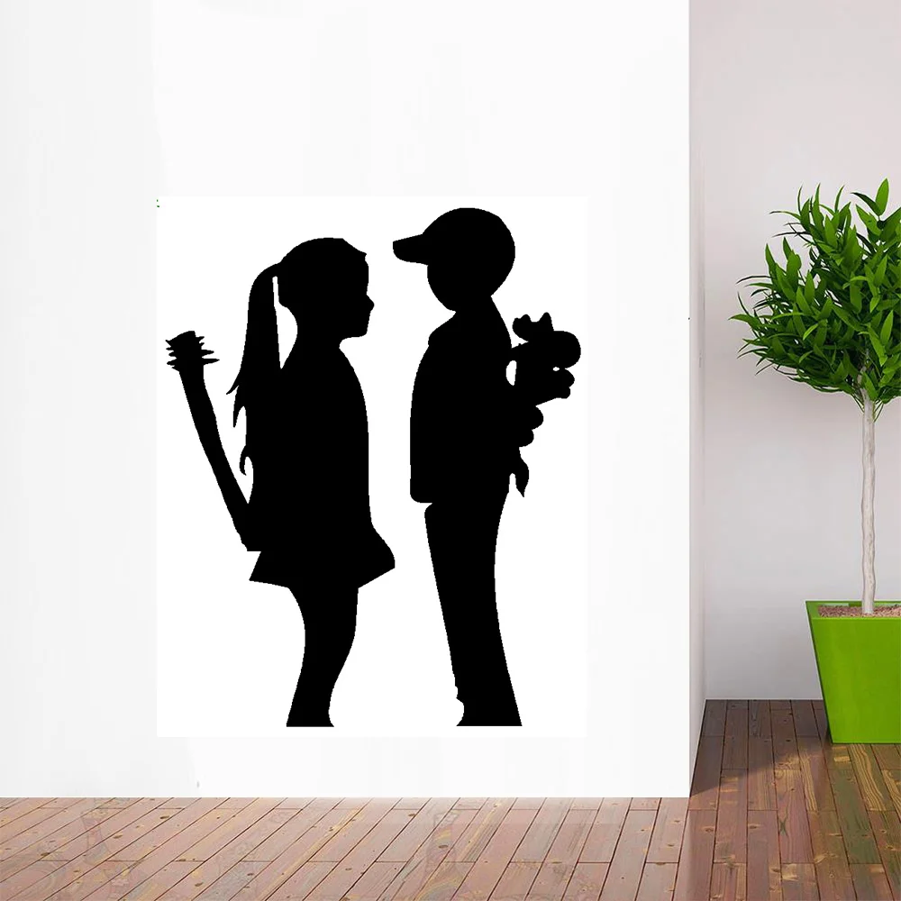 Banksy 'Boy Meets Girl' Graffiti Streetart/Grote Art Vinyl Muurstickers Home Decor