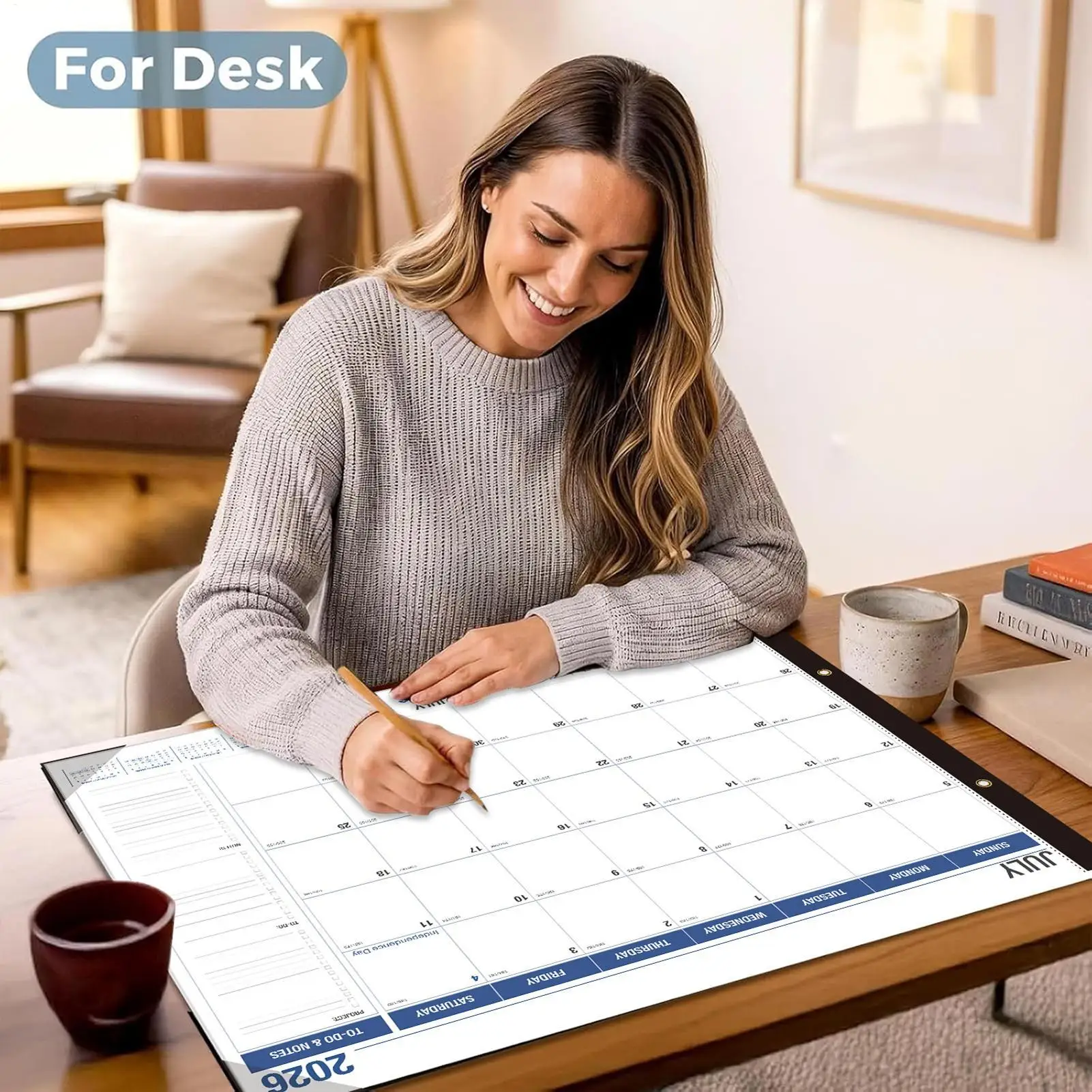 Large Calendar 2026-2027 Daily Weekly Monthly Time Agenda Planner 18-Month Large Desk Calendar For Home Office Classroom Meeting view 6