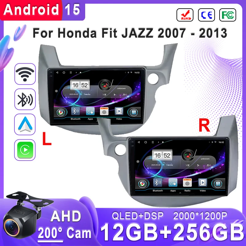 

Plug and Play For Honda Fit JAZZ 2007 - 2013 LHD RHD Stereo Android 15 2K Incell Screen GPS Navigation High-performance CPU 4G