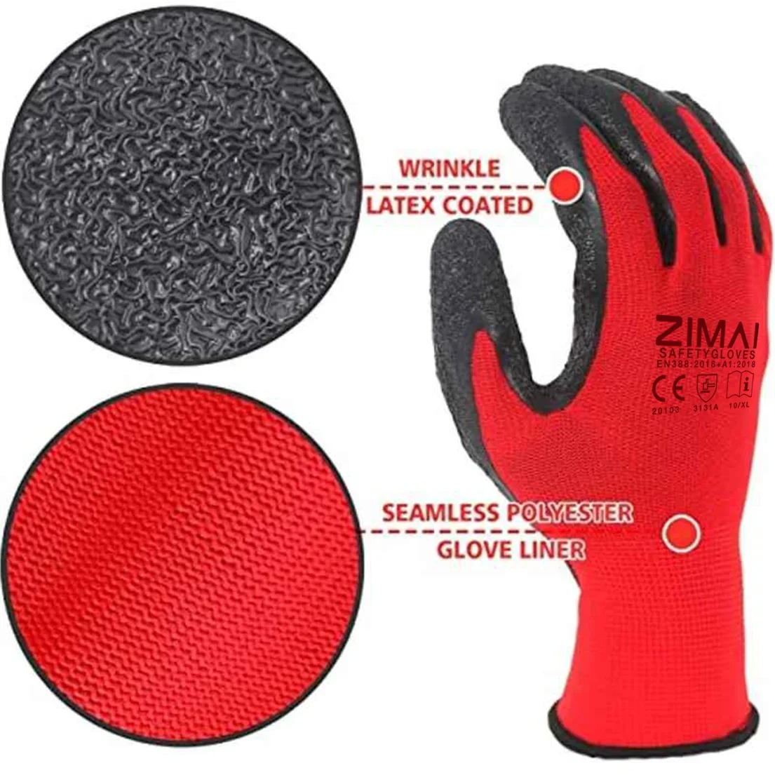 6/12 Pairs Work Gloves Crinkle Latex Coated Gloves Lightweight Fine Grip Ideal for Light Duty Work Garden Mechanism Construction