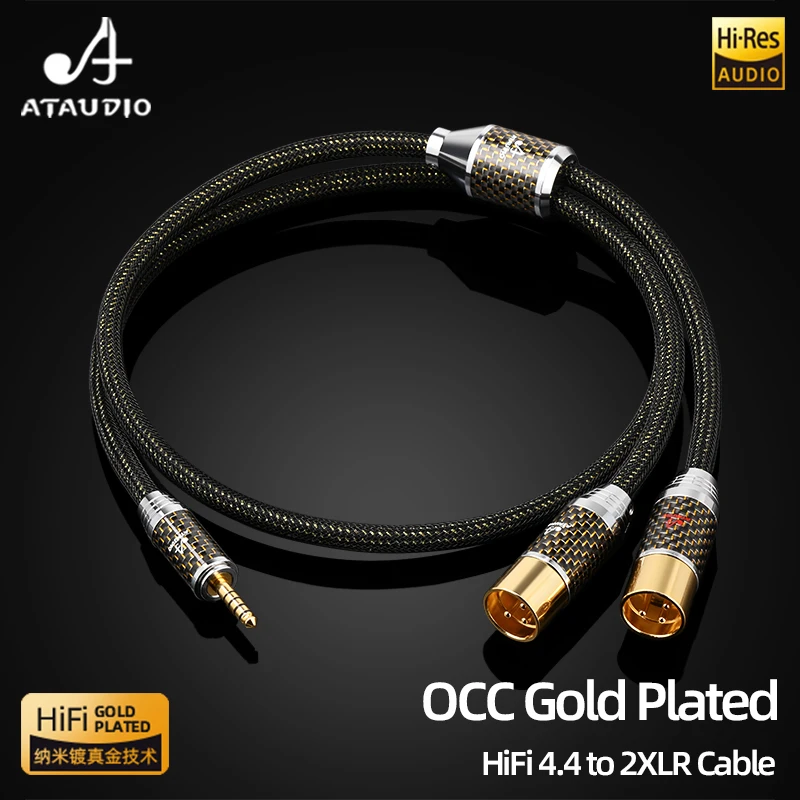 ATAUDIO HiFi 4.4mm to 2XLR Audio Cable for Amplifier Player Hi-end OCC Gold Plated Balanced 4.4mm to 2XLR Male/Female Cable