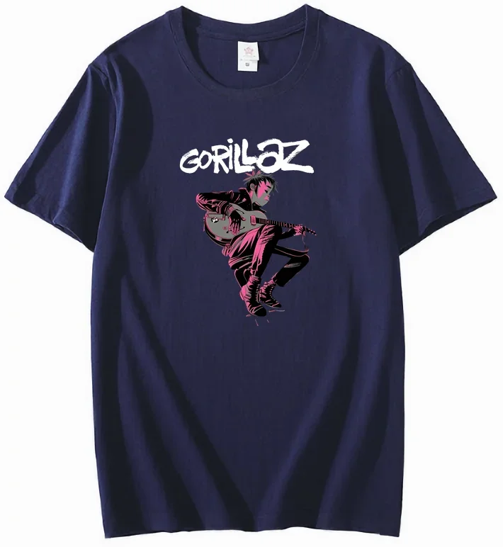 الكلاسيكية الرجال الصيف Gorillaz مجنون الظاهري روك باند تي شيرت 100% القطن نمط بديل الآن الموضة طباعة تيز