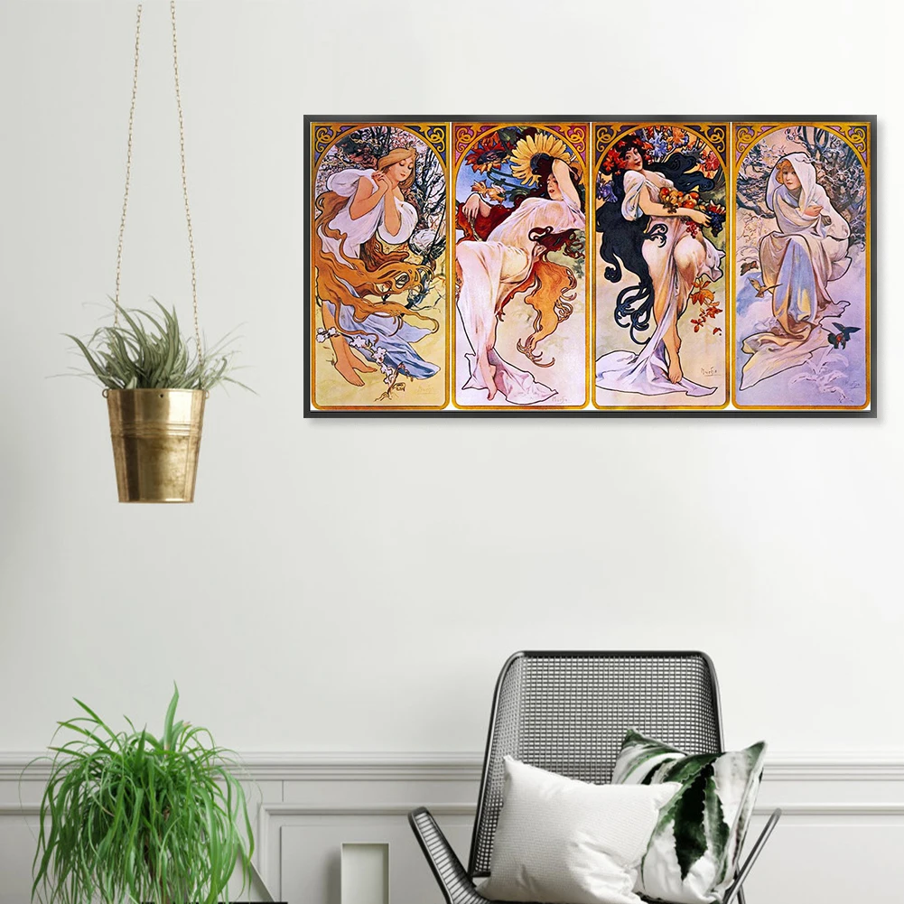 

Four Season Goddess Printed Cross Stitch Kit DIY 11CT Thread Art Needlework