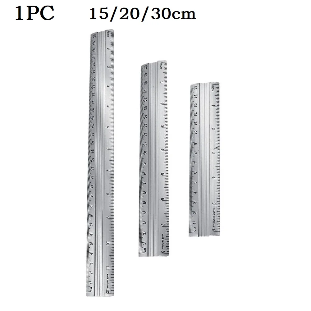 High Quality 1Pc Aluminum Alloy Measuring Tapes Handle Tools Ruler 15cm/20cm/30cm 1Pc Aluminum Alloy Silver Straight Ruler