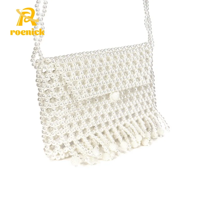 

ROENICK Women Pearl Tassel Evening Bags Female Fashion Hollow Out Designer Luxury Shoulder Handbags Cocktail Banquet Clutches